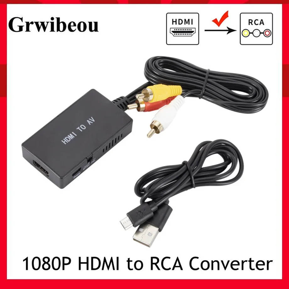 

Grwibeou HDMI to AV Converter HDMI Video Audio Adapter Supports PAL/NTSC Compatible For Apple , DVD , Blu-ray Player ,HD Box Ect