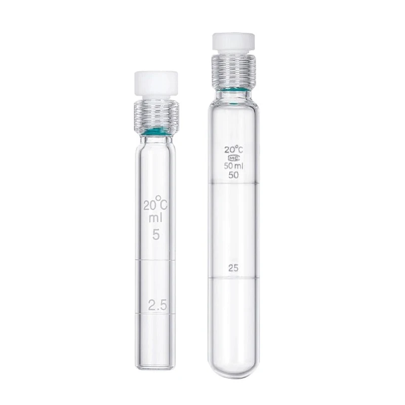 100ml glass pressure-resistant tube, PTFE stopper, screw-top colorimetric tube with scale, round bottom/flat bottom, 9 pieces