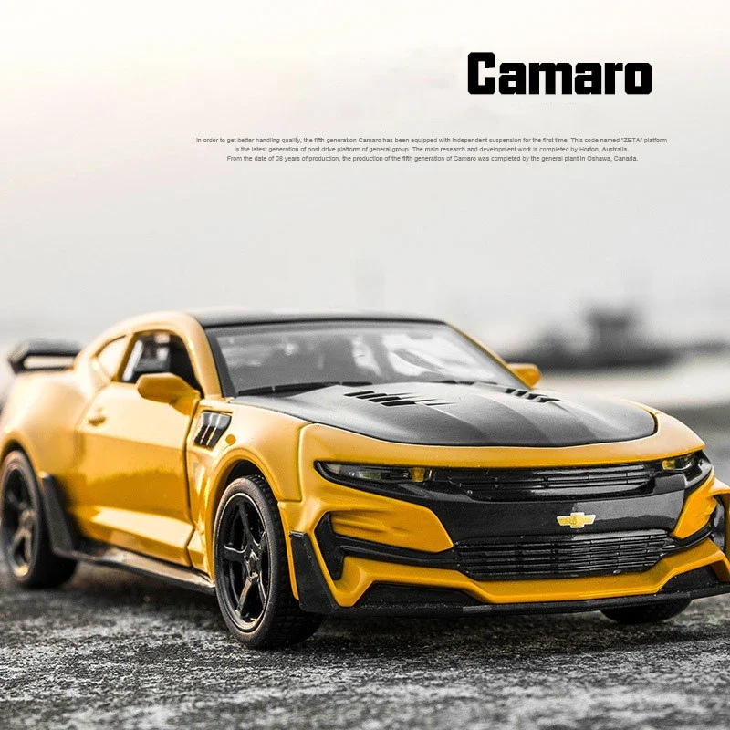 1:32 Chevrolet Camaro Alloy Car Model Diecasts Metal Toy Vehicles High Simulation Sound Light Collection For Kids Gift