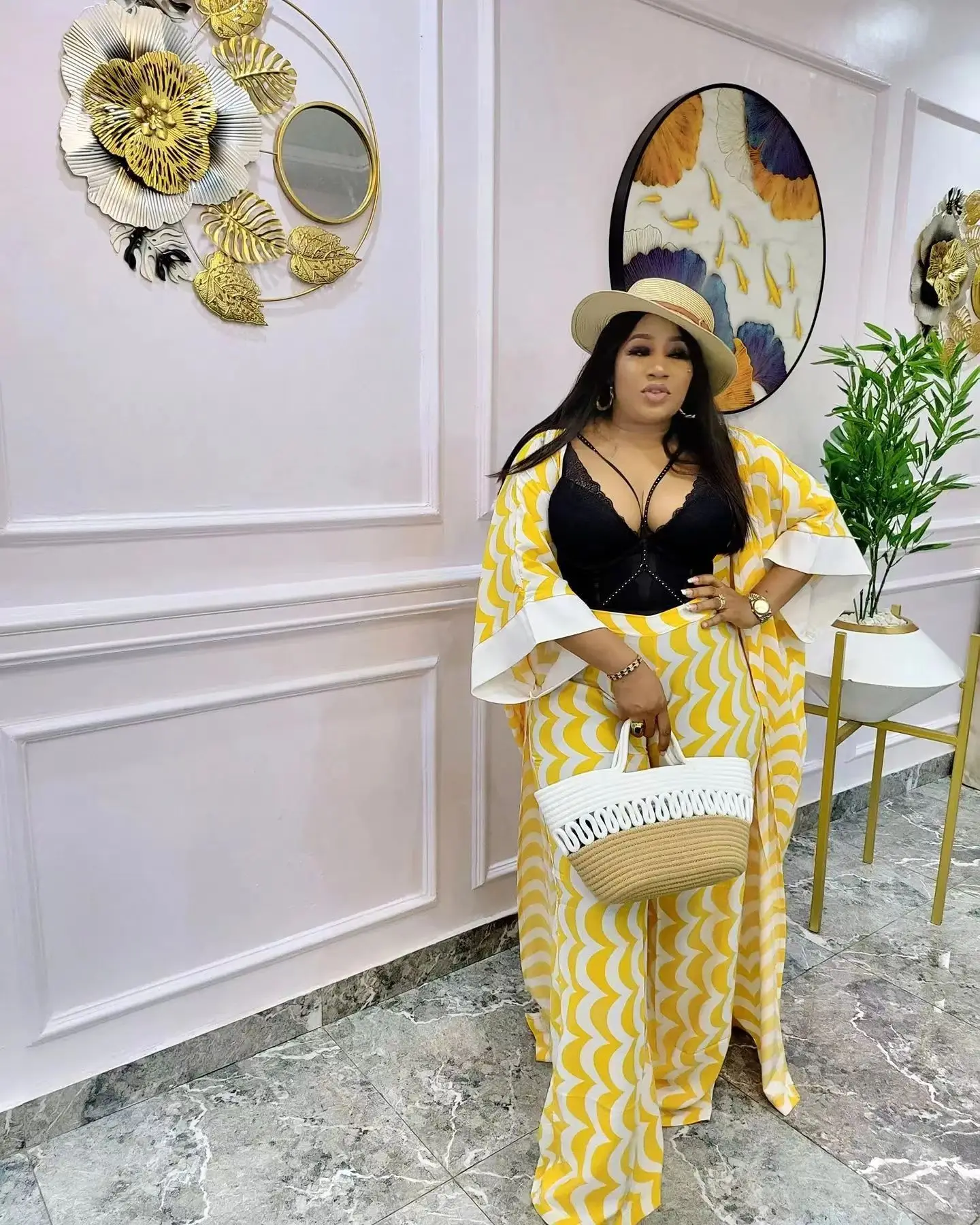 African Clothes Women3 Piece Set Women Tracksuit Summer Clothes Casual Party Long Dress Tops Wide Leg Pants Suits Outfits