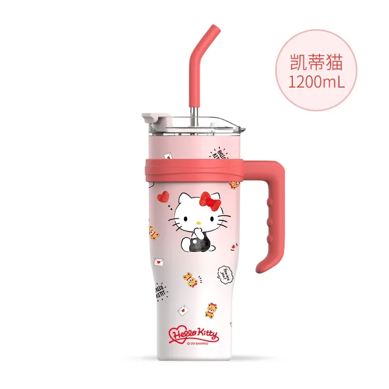 Sanrio-termo de Hello Kitty de 1200ml, taza de agua Sippy My Melody, frasco de vacío, taza aislada de alta capacidad de acero inoxidable