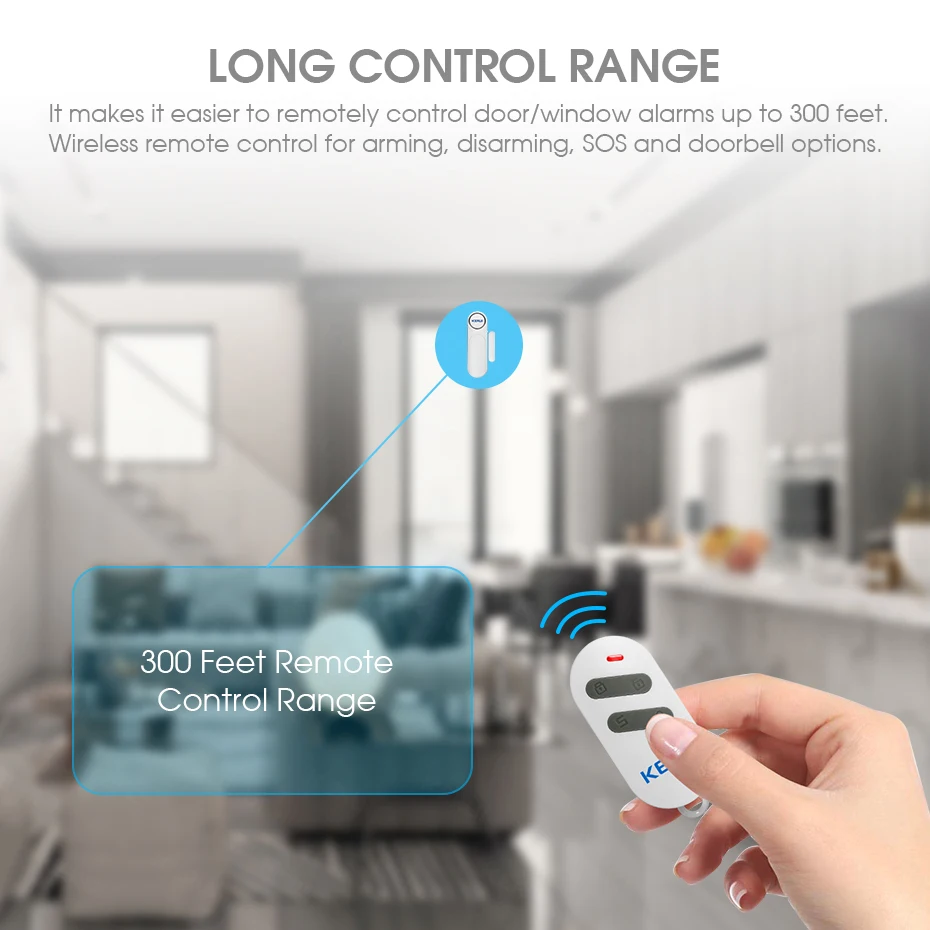 Wireless Door Window Alarm Sensor Security With Remote Control Burglar Anti-Theft Alarm Magnetic Sensor Door Alert Home System