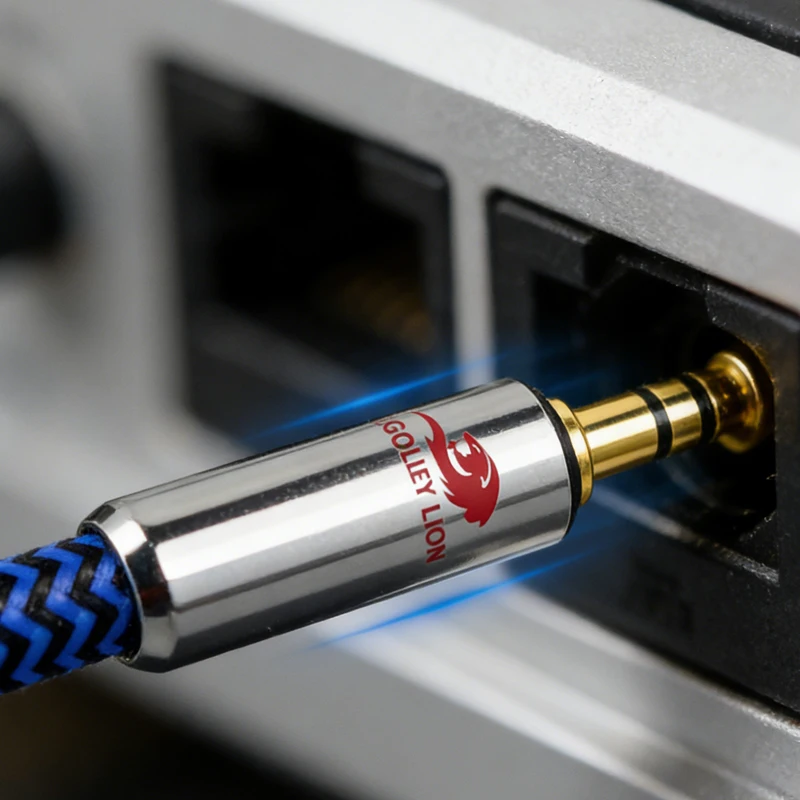 

3.5mm to TRS 6.35mm HiFi Stereo Cable GOLLEY LION Flagship Blue-Black Braided Anti-Tangle for Phone PC Amplifier