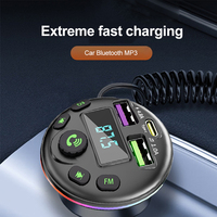 Car FM Transmitter Audio Receiver Handsfree Call With Display USB PD Fast Charge 3 in 1 Charge Cable for IPhone Huawei Xiaomi