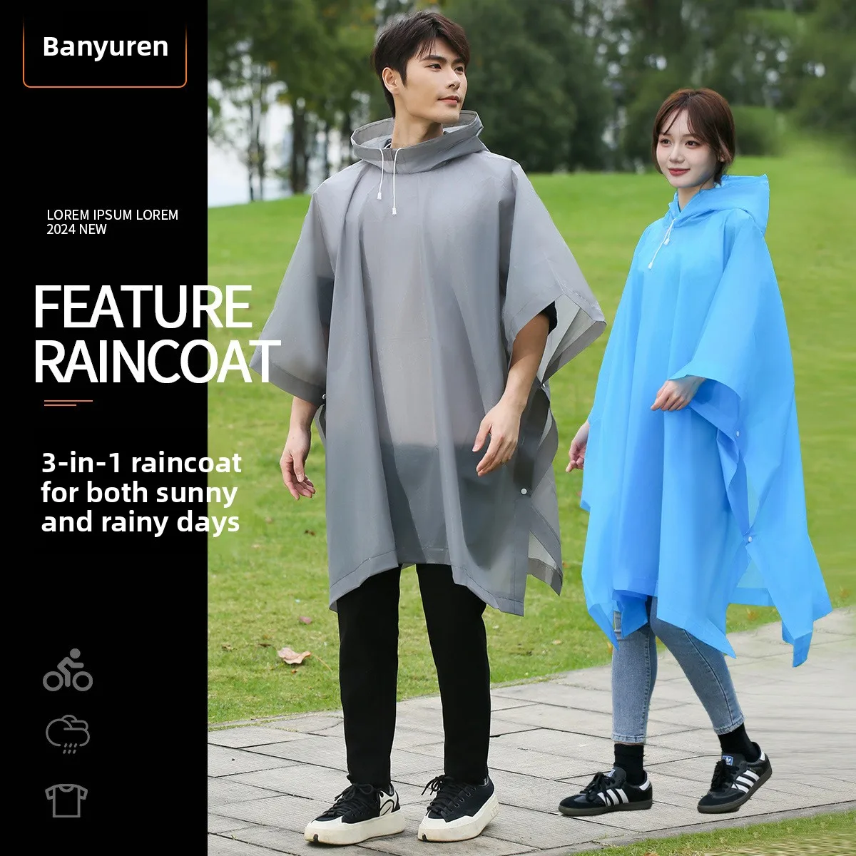 Long Transparent Thickened Cloak Raincoat, Unisex, Single-Use, Adult, Plus Size, Portable, Suitable for Hiking and Traveling