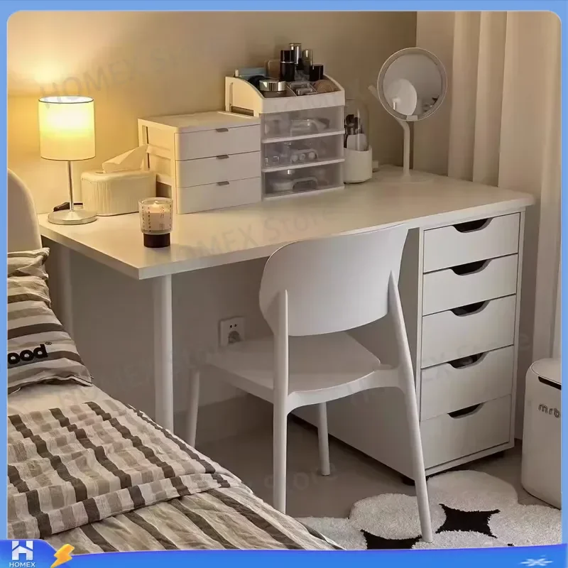 Modern Minimalist Wood Computer Desk 2 Person Office Table with Multiple Drawers Ample Storage Gaming Workstation for Home