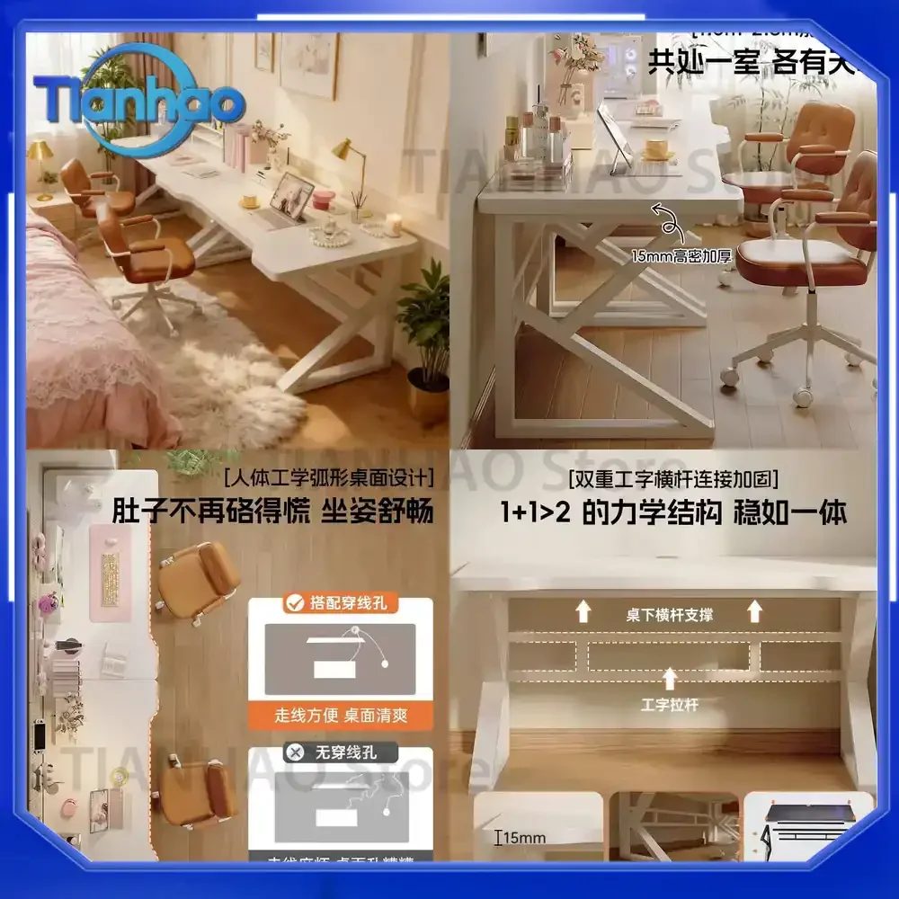 Desk for Dual Users 2M Long Desktop Computer Desk Study Writing Desk for Girls Bedroom Workstation Home Office Table
