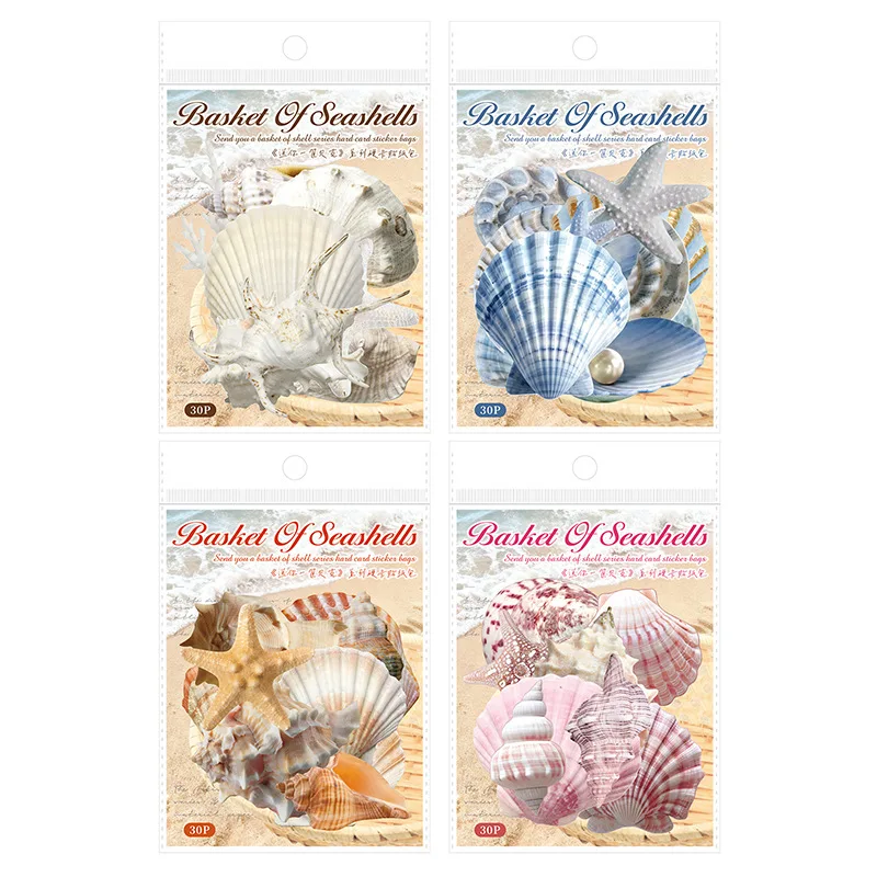 

24sets/1lot Kawaii Scrapbook Stickers Here's a basket of seashells for you Junk Journal Planner Stationery Decorative