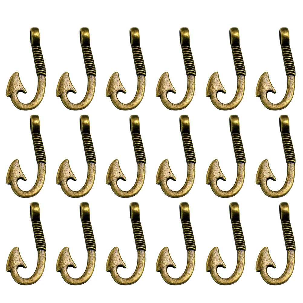 

50pcs Bronze Fish Hook Pendant for Necklace Bracelet DIY Jewelry Making Accessories Vintage Charm Craft Project Material