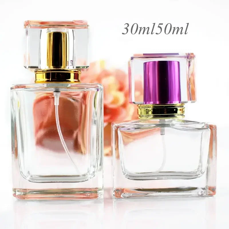 5 ชิ้น/ล็อต 30 ml/50 ml สแควร์ขวดน้ําหอมแก้วสเปรย์ขวดน้ําหอมที่ว่างเปล่าบรรจุภัณฑ์เติมคอนเทนเนอร์เครื่องสําอาง