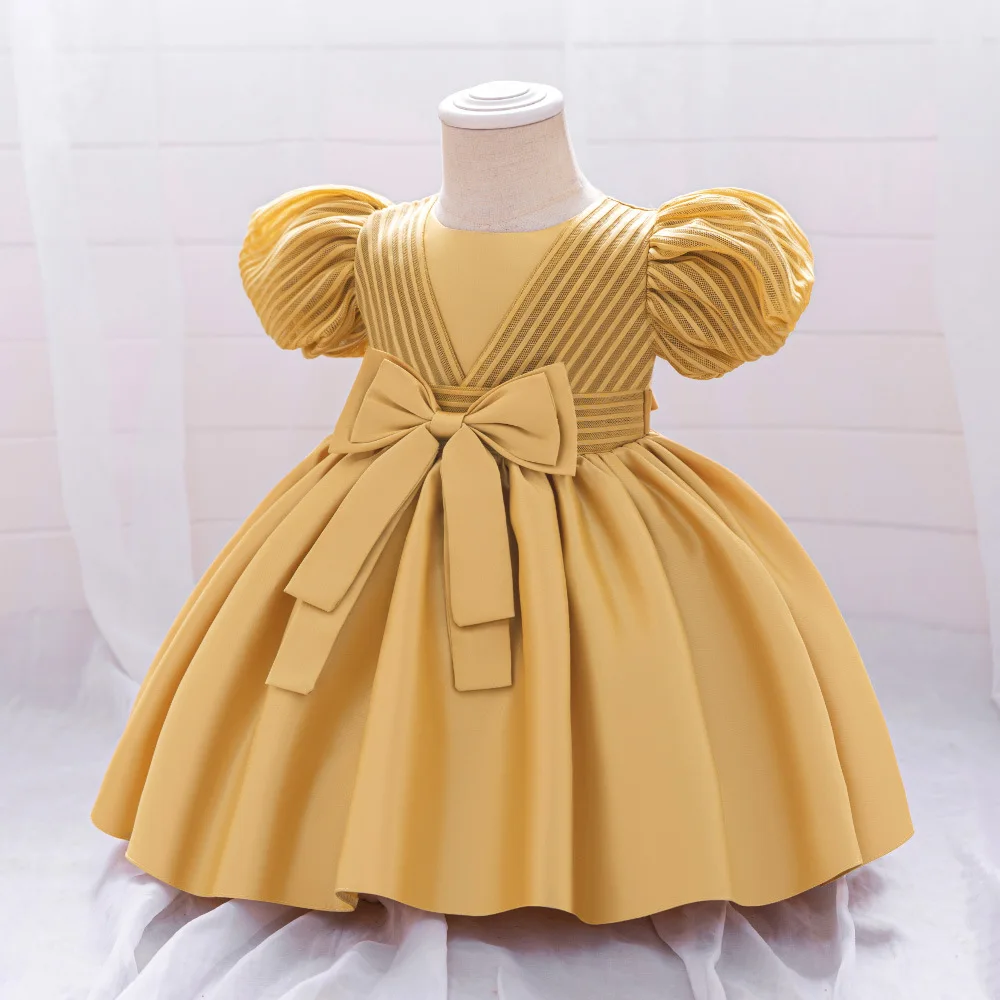 Girls Party Dress 4 Colord 70cm-110cm Baby Birthday Dresses Kids Puff Sleeve Ball Gown Children Costumes Photograph Princess