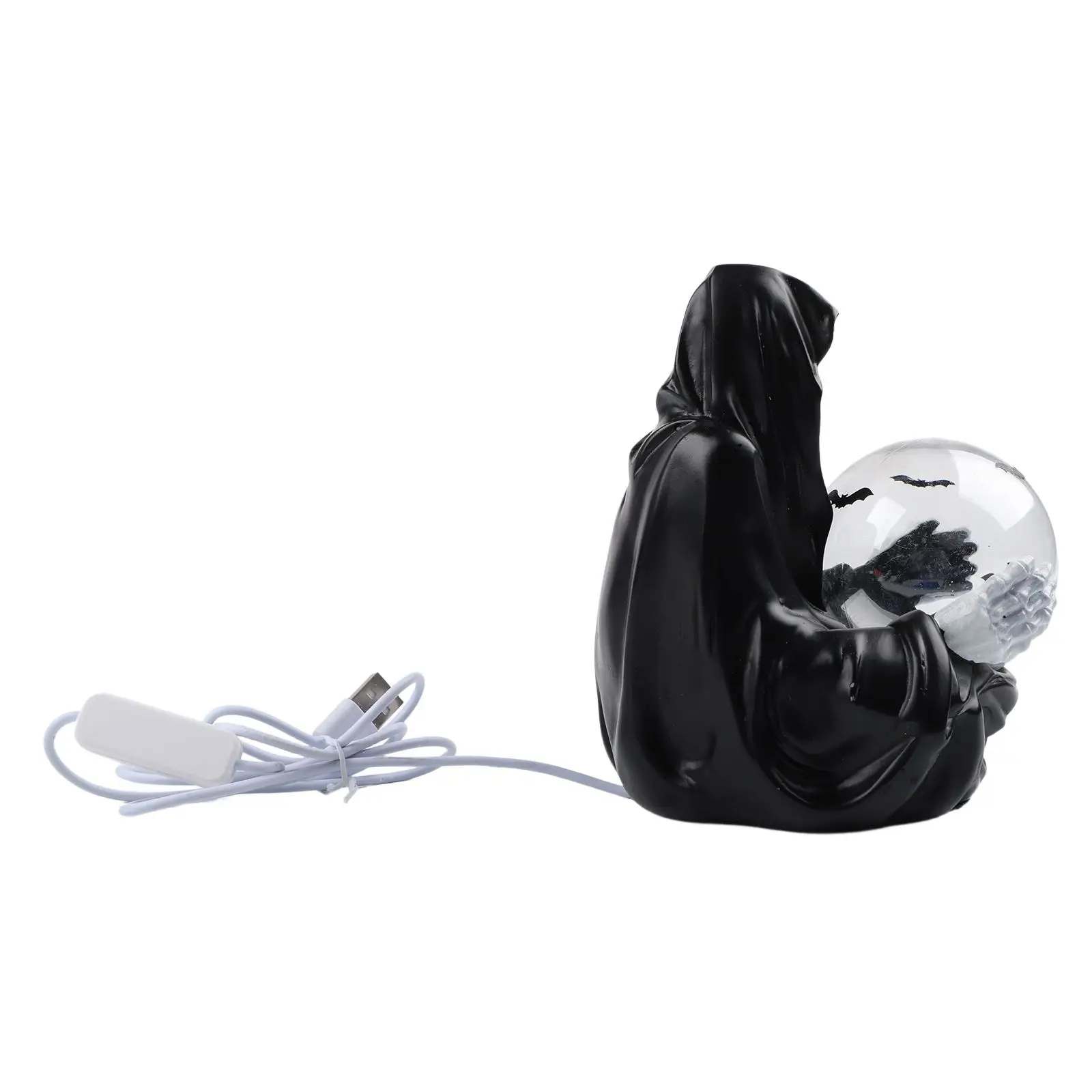 Desktop Decoration 15x9x9cm Plastic Gothic-aesthetics For-Reaper Statue With Floating Glowing For-Crystal Ball Decor Halloween