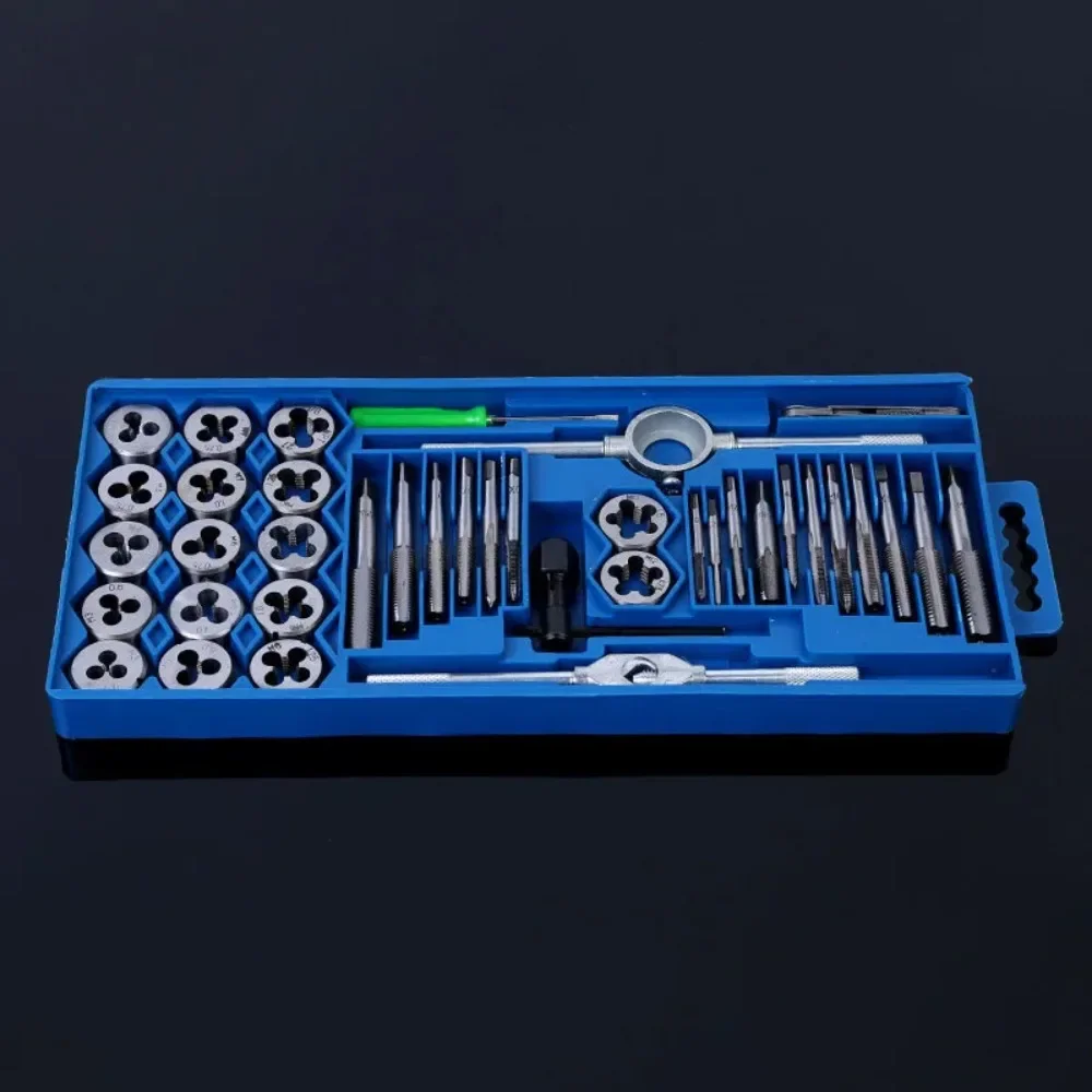 40Pcs Metric Hand Tap and Die Set M3-M12 Screw Thread Plugs Straight Taper Reamer Tools Wrench Threading Hand Tools