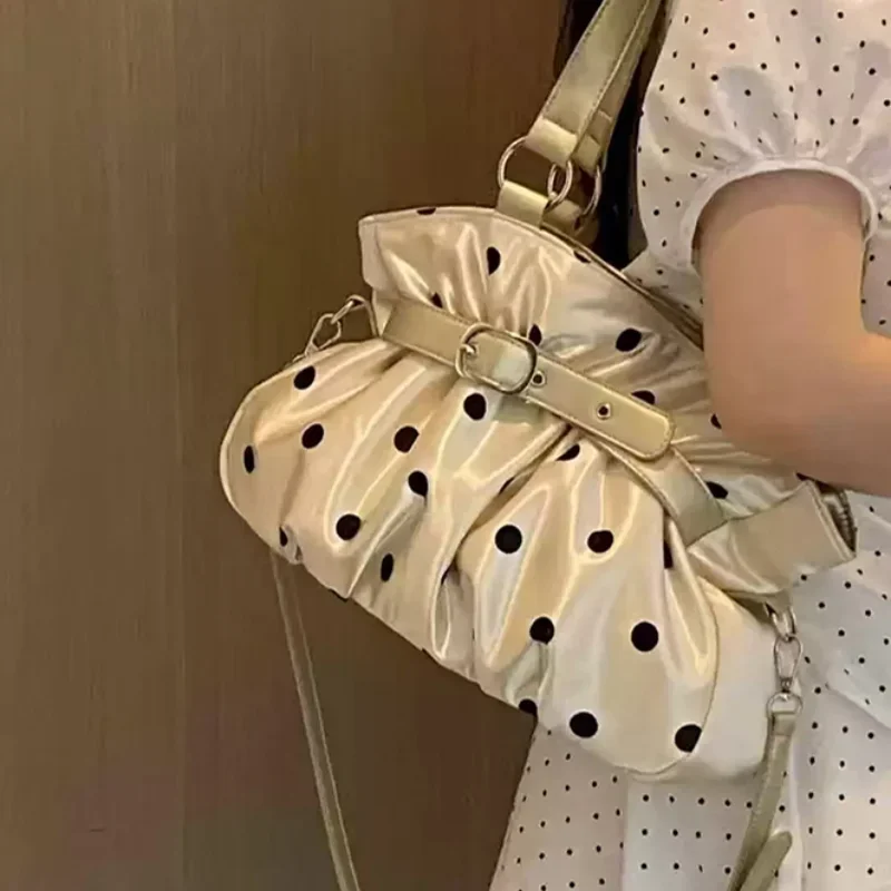

Vintage Polka Dot Crossbody Shoulder Bag,Large Capacity Lightweight Tote Bag,Retro Versatile Commute Chic Handbag For Women