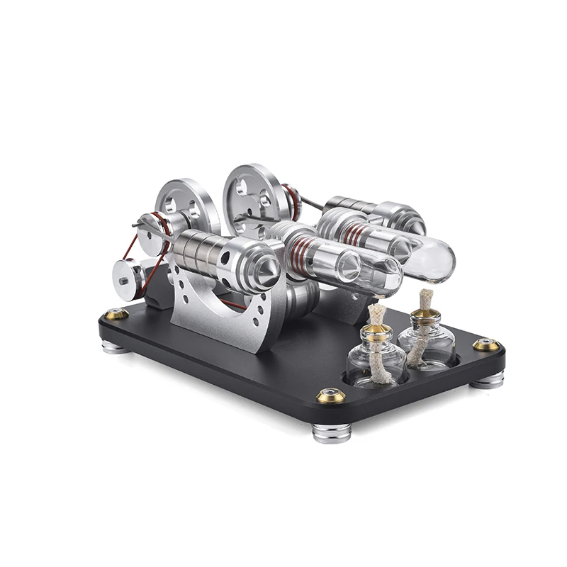 

Startable Balance Metal, Engine Generator Miniature Mini External Combustion Engine Model Twin Cylinder