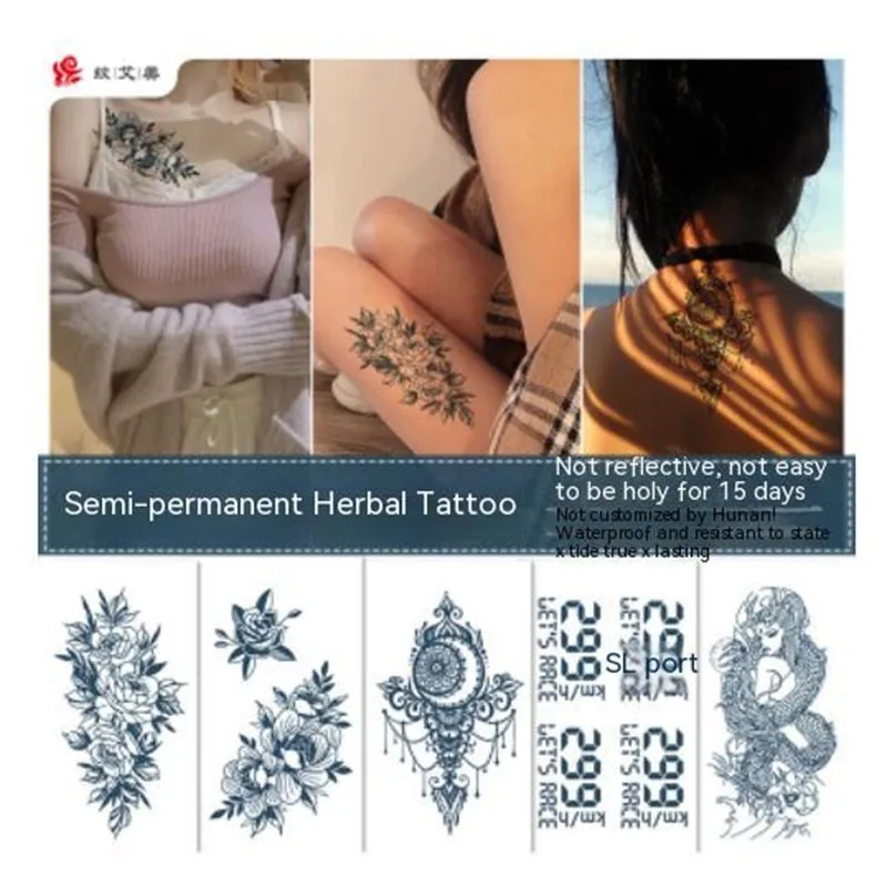 Herbal Creative Tattoo Stickers Plant Semi-permanent Aesthetic Art Waterproof Tattoo Juice Wholesale Juice Sexy Tattoo Stickers