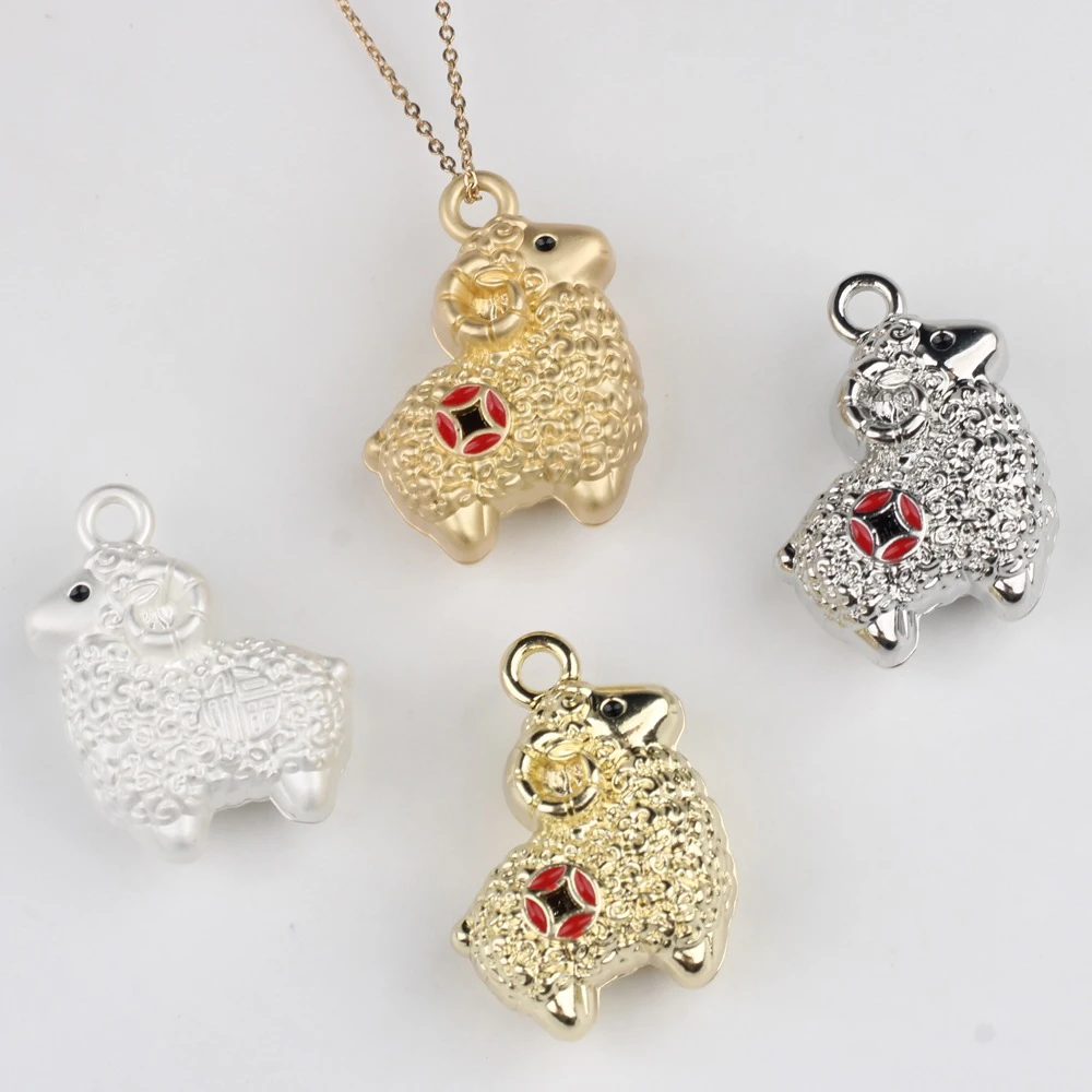 10pcs Simple Fashion 3D Sheep Pendant Jewelry Making Accessories DIY Handmade Earrings Necklace Bracelet Key Craft Ornament Gift