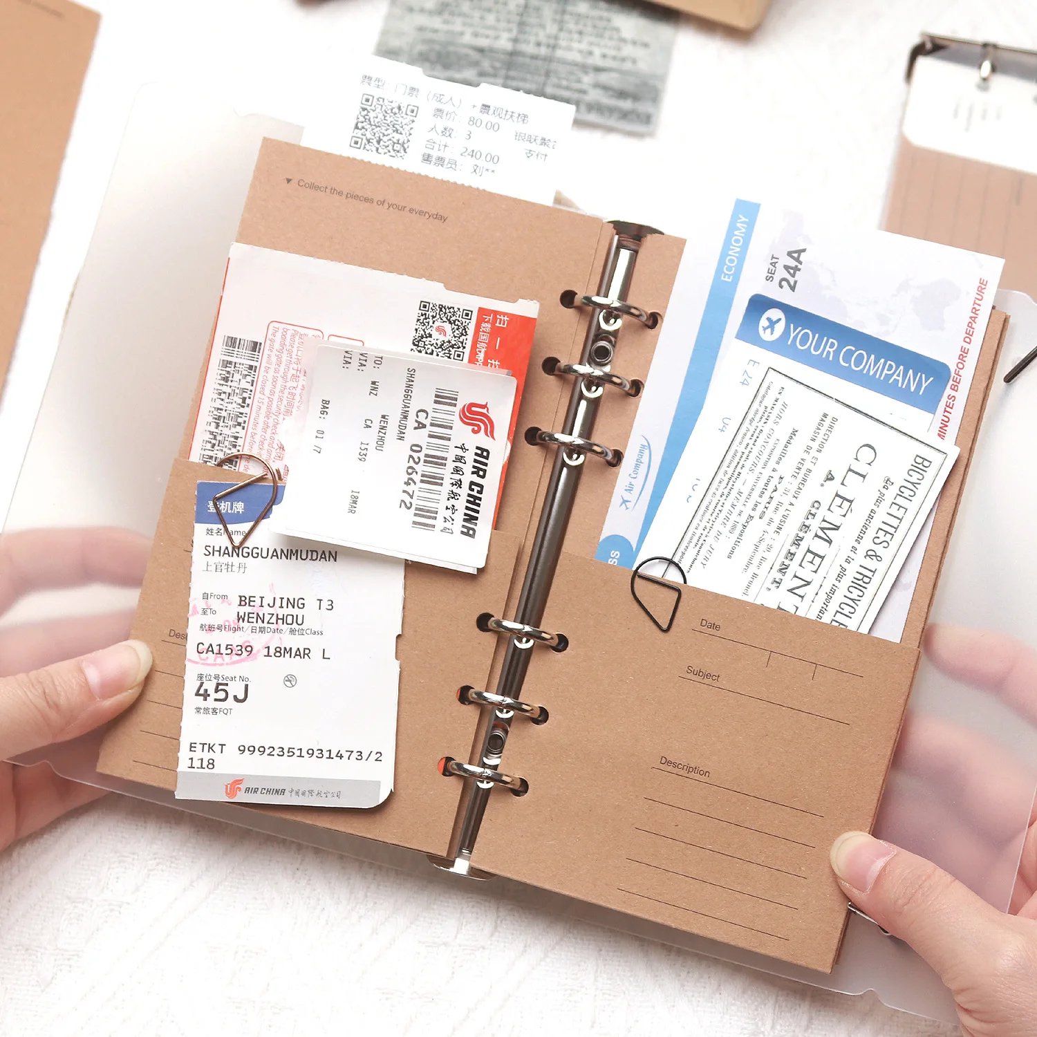 A6 10Pcs Craft Pocket Insert For File Folders Organizer Notebooks Airplane Ticket Stubs Savings Certificates Collection Albums