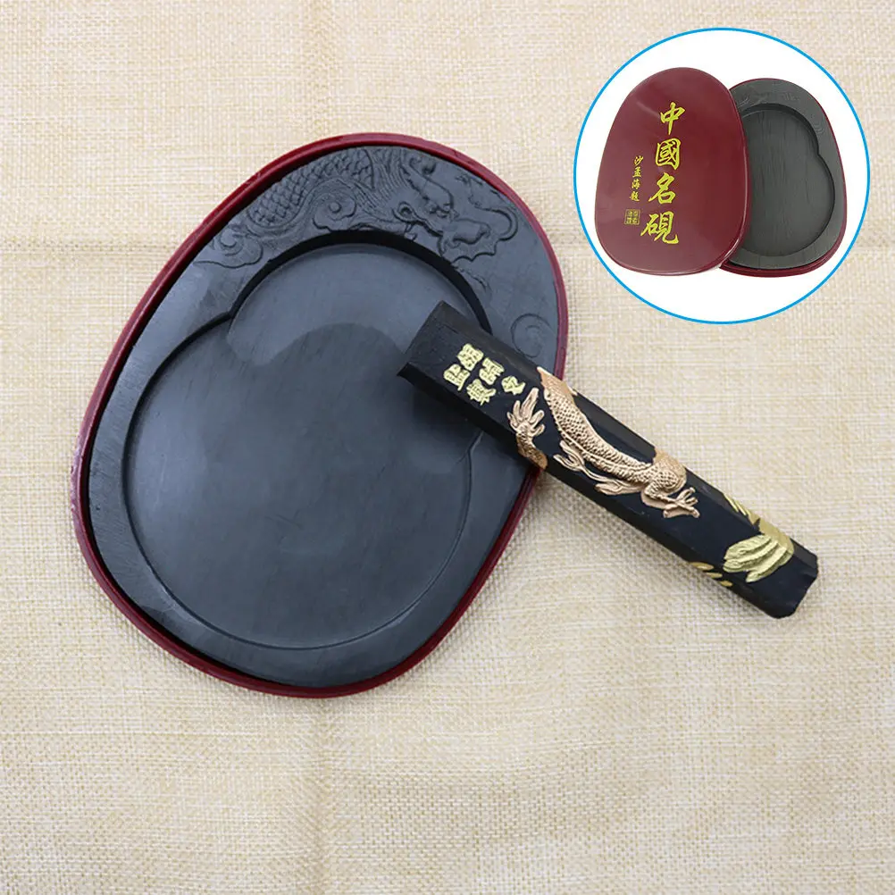 

Traditional Inkstone with Lid Exquisite Compact Calligraphy Inkstone for Calligraphy Lovers Teachers Students Collectors Easy