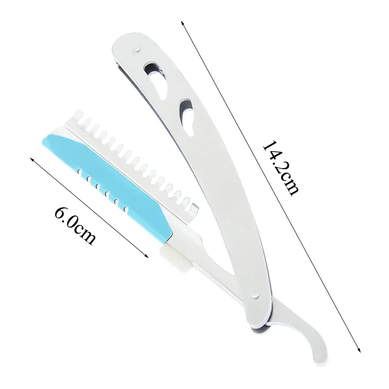 Meisha 1pcs Hair Razors 10pcs Blades Hair Barbers Razors Hairdressing Cutting Razor Stainless Steel Folding Shaving Knife C0003A