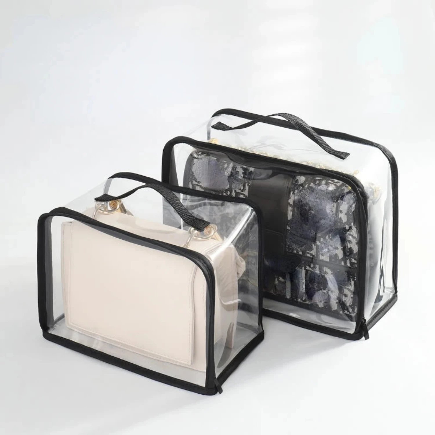 Luxury Dust Moisture-proof Transparent Zipper Handbag for Business Travel Organizer, Makeup Pouch, Clothes, and Shoes