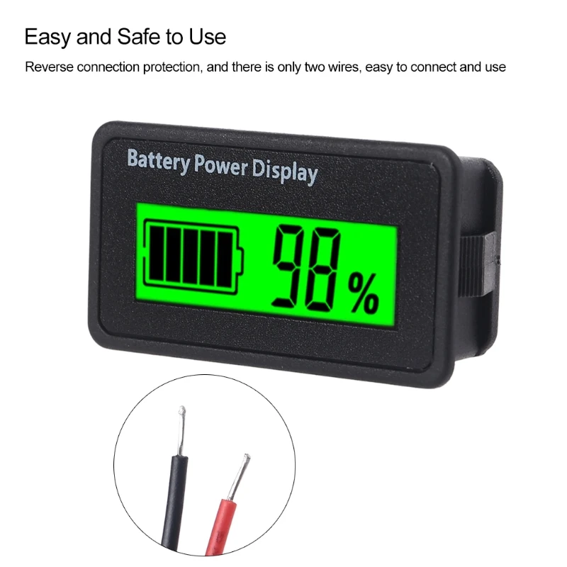 12V 24V 48V Digital Battery Capacity Display Universal LCD Car Motorcycle Lead-acid Lithium Battery Monitor Voltmeter KXRE