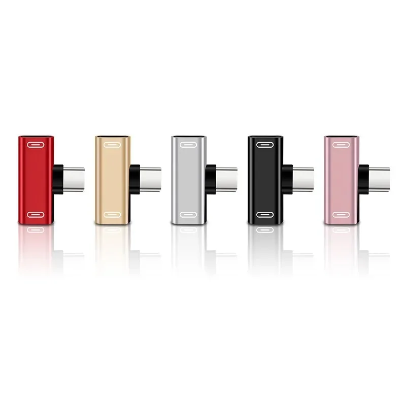 USB C الفاصل نوع C ذكر إلى ثنائي نوع C شاحن أنثي 2 في 1 محول شاحن سماعة الرأس للهاتف سماعة TypeC ميناء