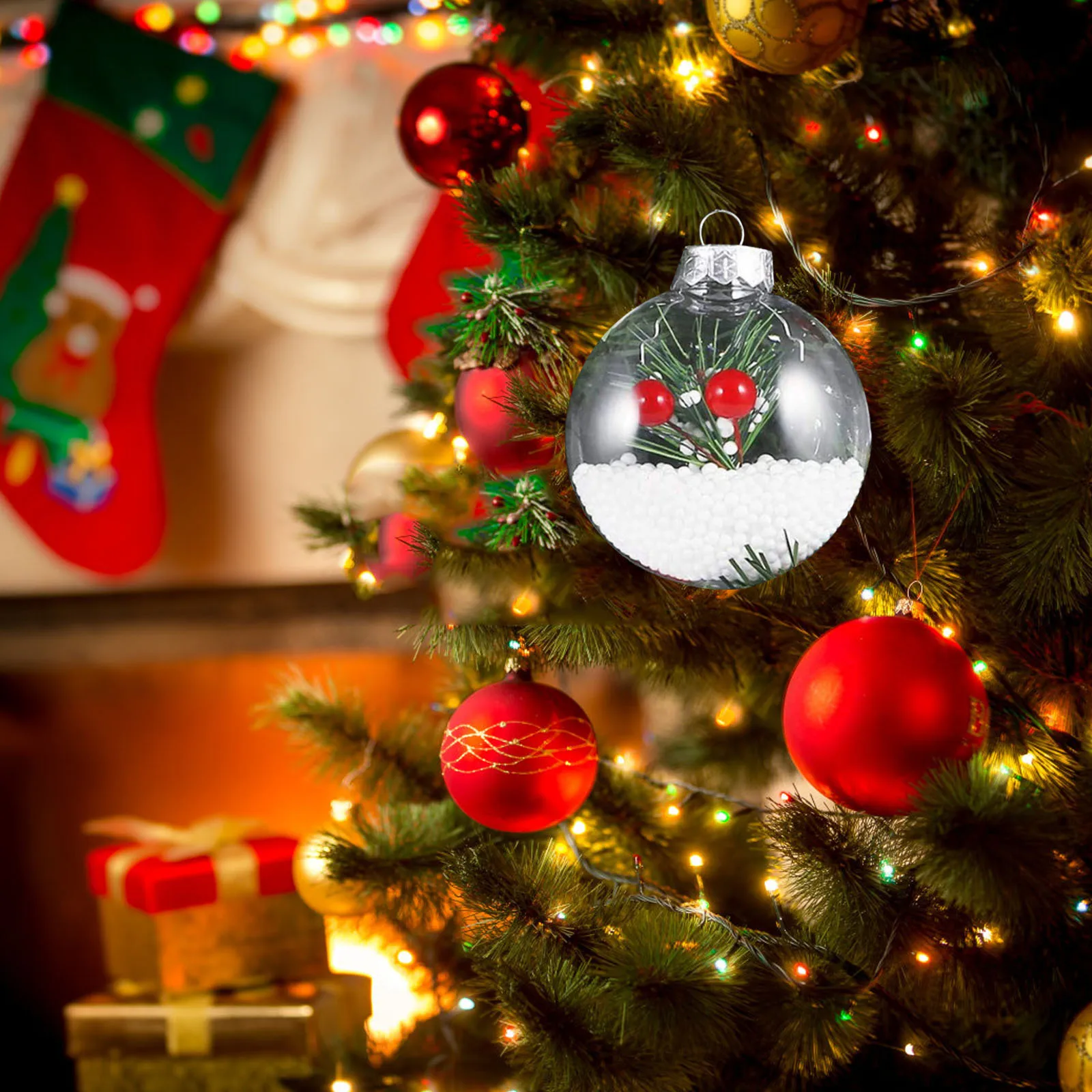 

20 Pcs Christmas Tree Holiday Party Hanging Clear Plastic Fillable Ornaments Round Balls