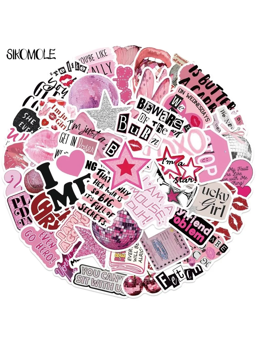 10/30/50pcs mignon rose Cool filles dessin animé autocollants esthétique décalcomanie réfrigérateur ordinateur portable téléphone journal papeterie Graffiti autocollant enfant jouet