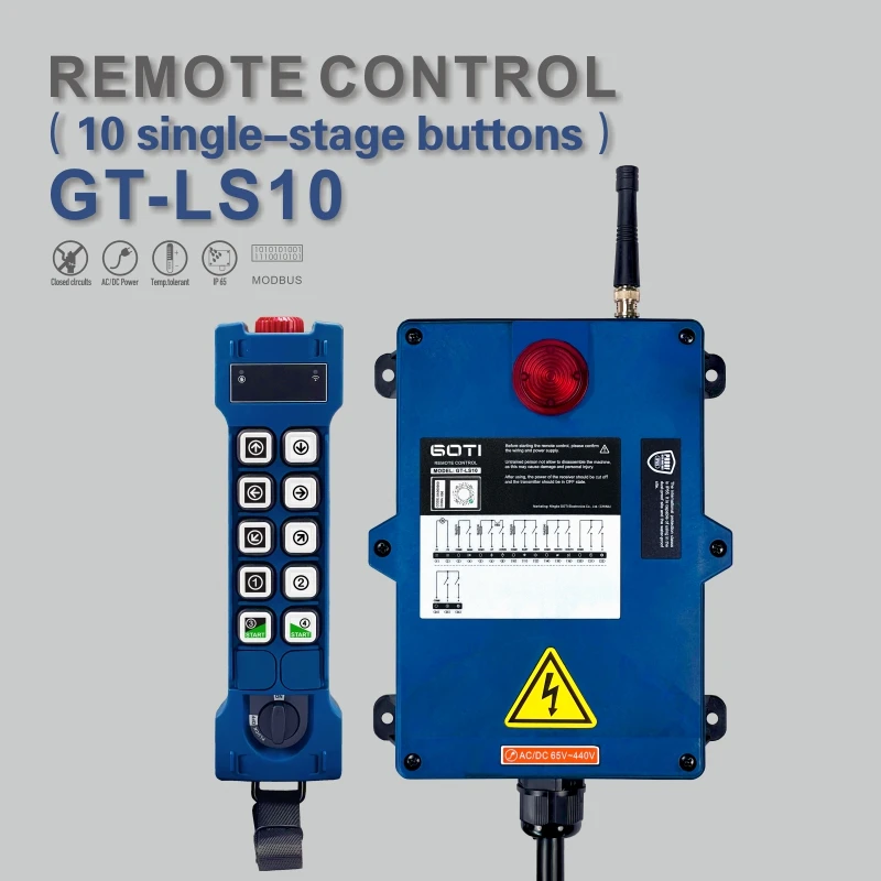 GT-LS10 Industrial Wireless Crane Hoist Remote Control Switch ONE Speed 10 Channel Replace UTING F24-10S F26-B1 TELEcontrol