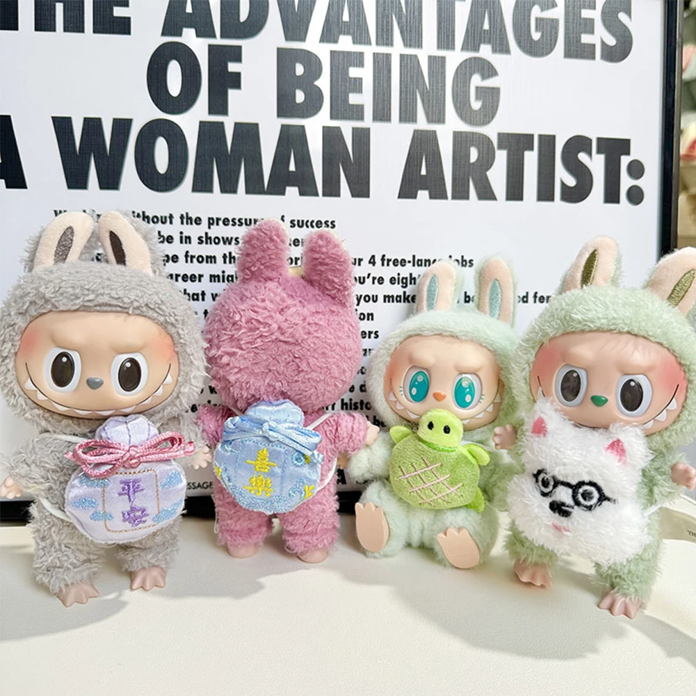 Für 17cm Labubu Kawaii Bär/Pinguin/Schweinchen Rucksack Plüsch-Kostüm Puppentasche Dekoration Puppenzubehör