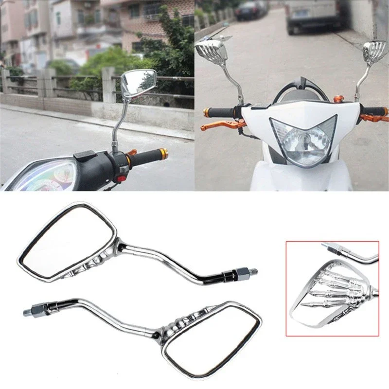 

1 pair of 8MM-10MM threaded universal aluminum motorcycle rearview mirror, hollow handmade design, custom fit for vintage Bobber