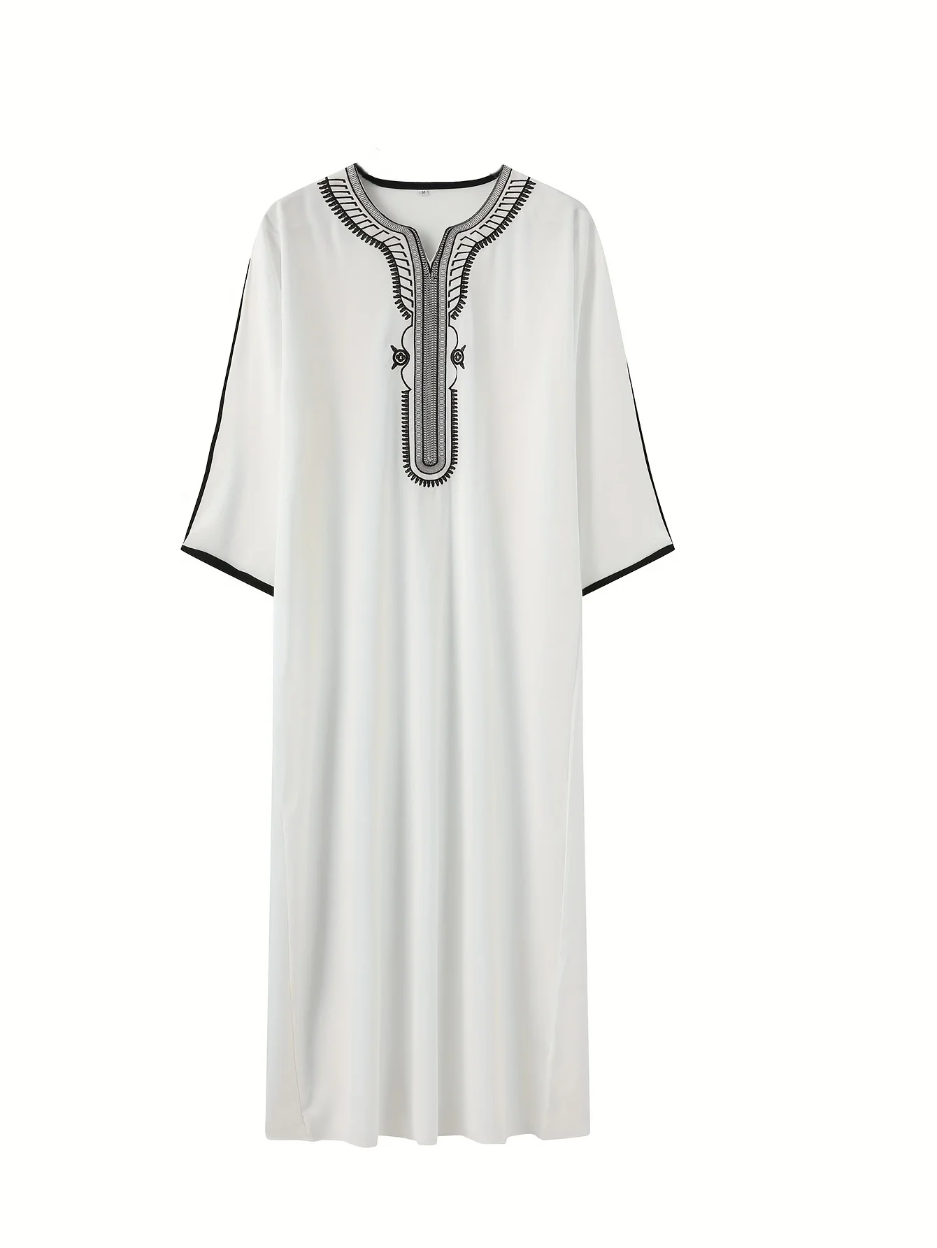 

Men's Muslim Thobe Middle East Arab Embroidery Robe Saudi Dubai Loose Prayer Kaftan Morocco Ethnic Casual Long Gown Abaya