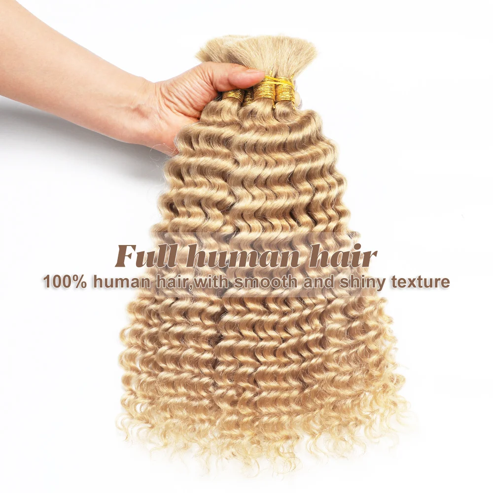 

Highlight Blonde Colored Bulk Braiding Hair Deep Wave Curly 100g No Weft Human Hair Bundles Human Braiding Hair For Boho Braids