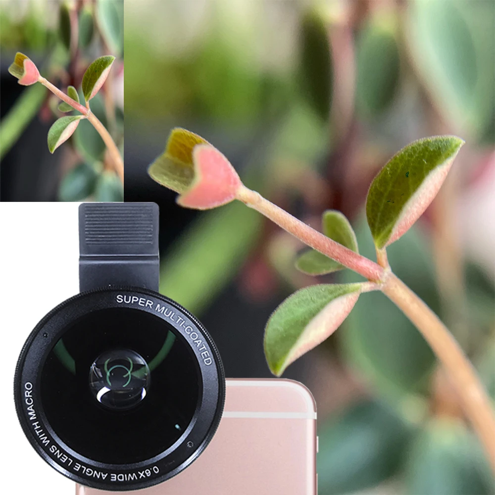 Universal Clip 37mm Mobile Phone Lens 0.6X Super Wide-Angle + 15X mobile macro lens Two-In-One Phone Lens for iPhone Xiaomi