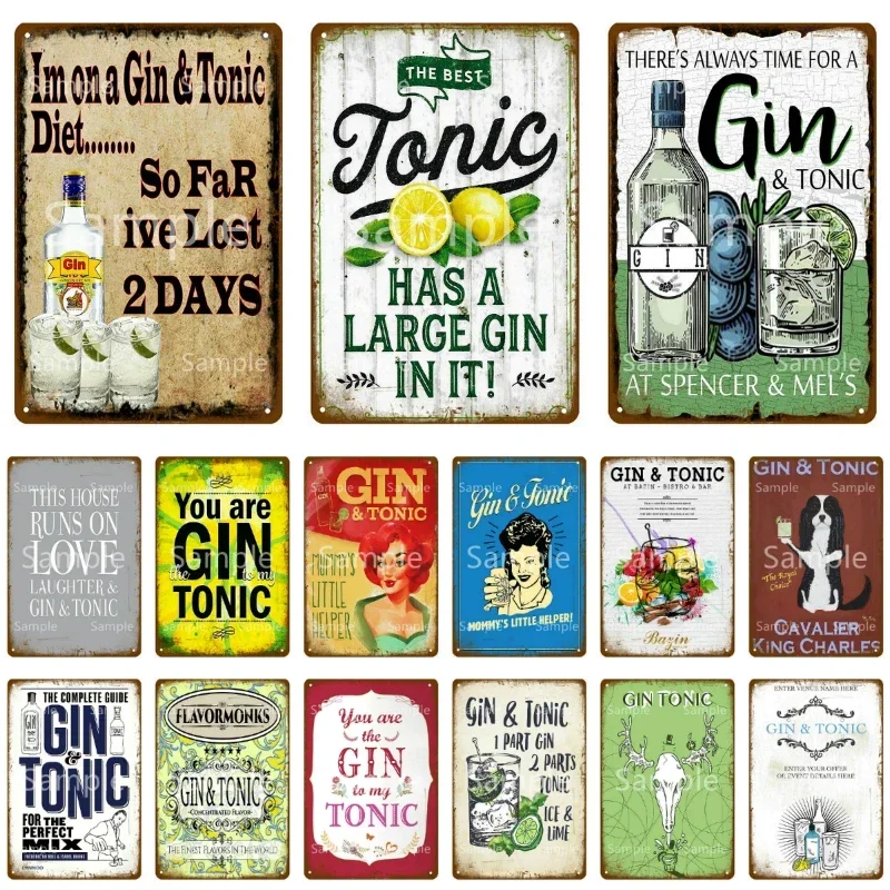 You Are Gin Tonic Metal Signs Bar Party Decor Vintage Tin Signs Club Home Wall Art Painting Decorative Plaque Gin Poster YL051