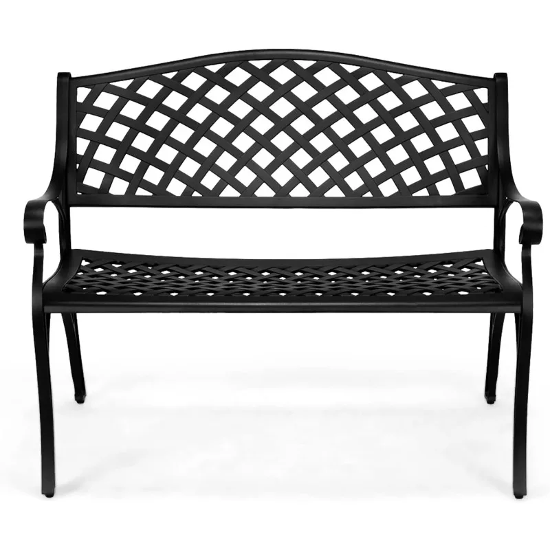 

40.5" Outdoor Bench Patio Garden Bench, Anti- Rust Cast Aluminum Patio Bench Front Porch Bench for Yard Lawn Entryway Deck