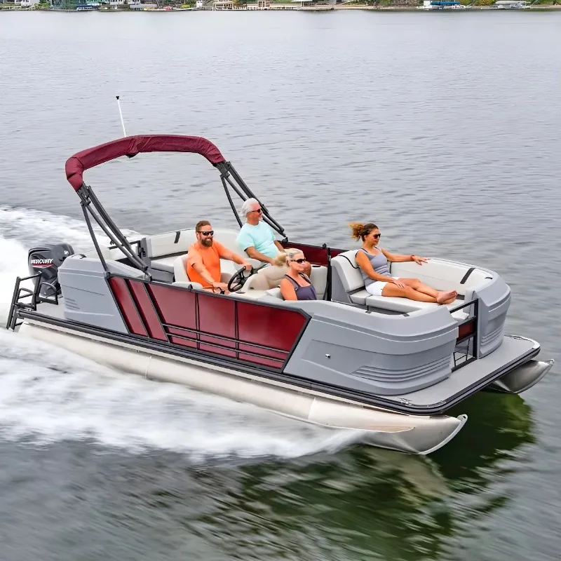2026 Luxury Aluminum Pontoon Boat Fishing Tritoon Family Pontoon Boat With Motor for Sale