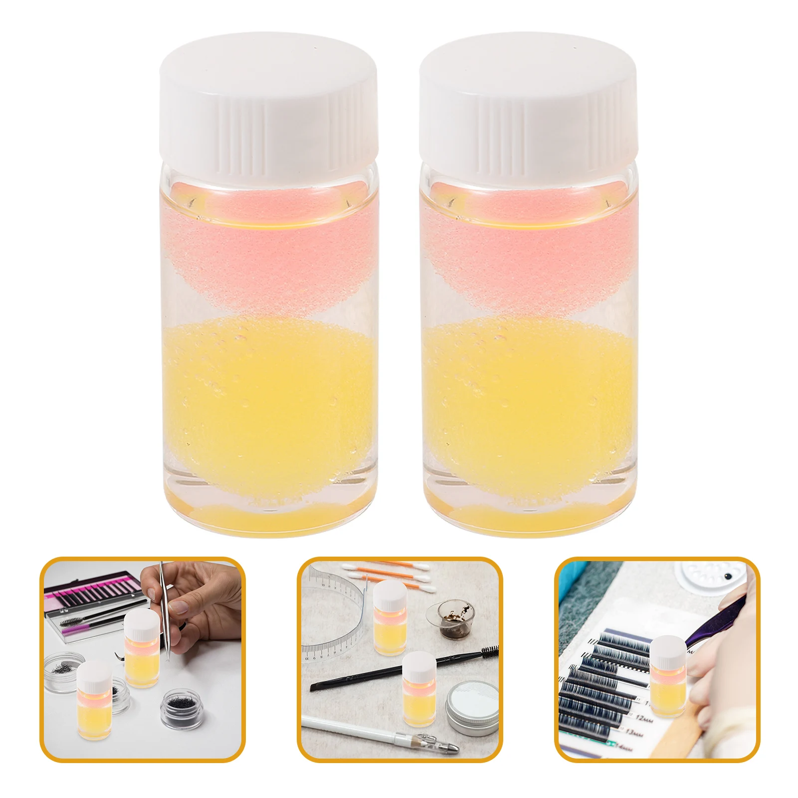 

2 Pcs Detergent Eyelash Tweezers Cleaning Liquid Cleanser Sponge for False Lashes