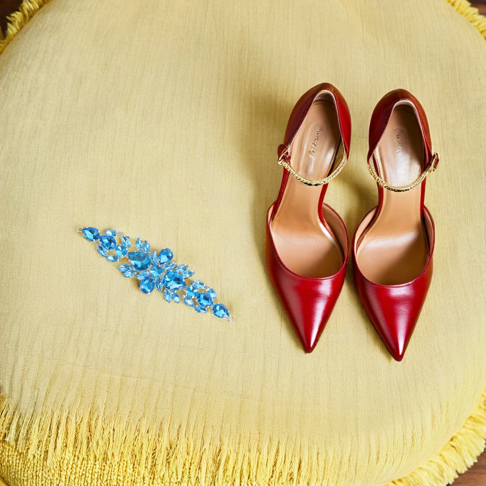 

2Pcs Rhinestone Floral Applique Crystal Bridal Wedding Dress Shoes Embellishments Accessories Decoration Floral Wedding Applique