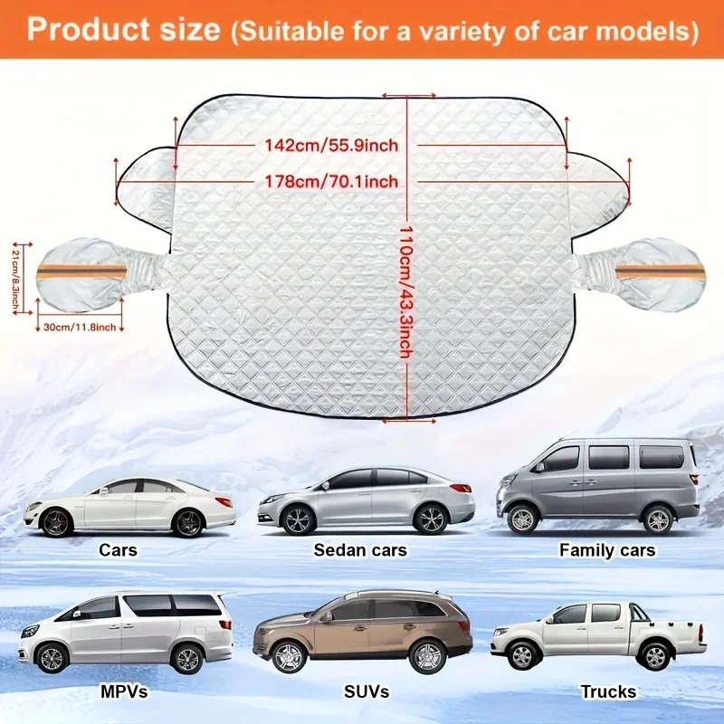 Car snow shield magnetic absorption thickening Oxford cloth car clothes frost-proof snow cover car front glass snow shield antif