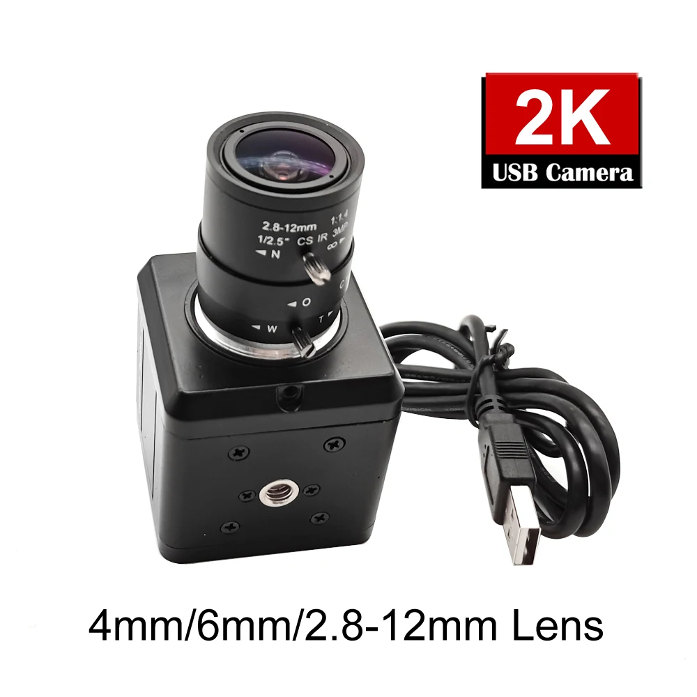 

30fps High Speed 2K 4MP Industrial Mini Webcam With 2.8-12mm Varifocal Zoom Lens UVC OTG PC USB Camera For Live Video Conference