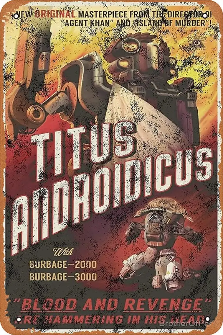 1p,Wall Decor Sign - The Outer Worlds Titus Androidicus Poster Poster -  Inch Vintage Look Metal Sign,Bar, Man CAVE Art Decorati