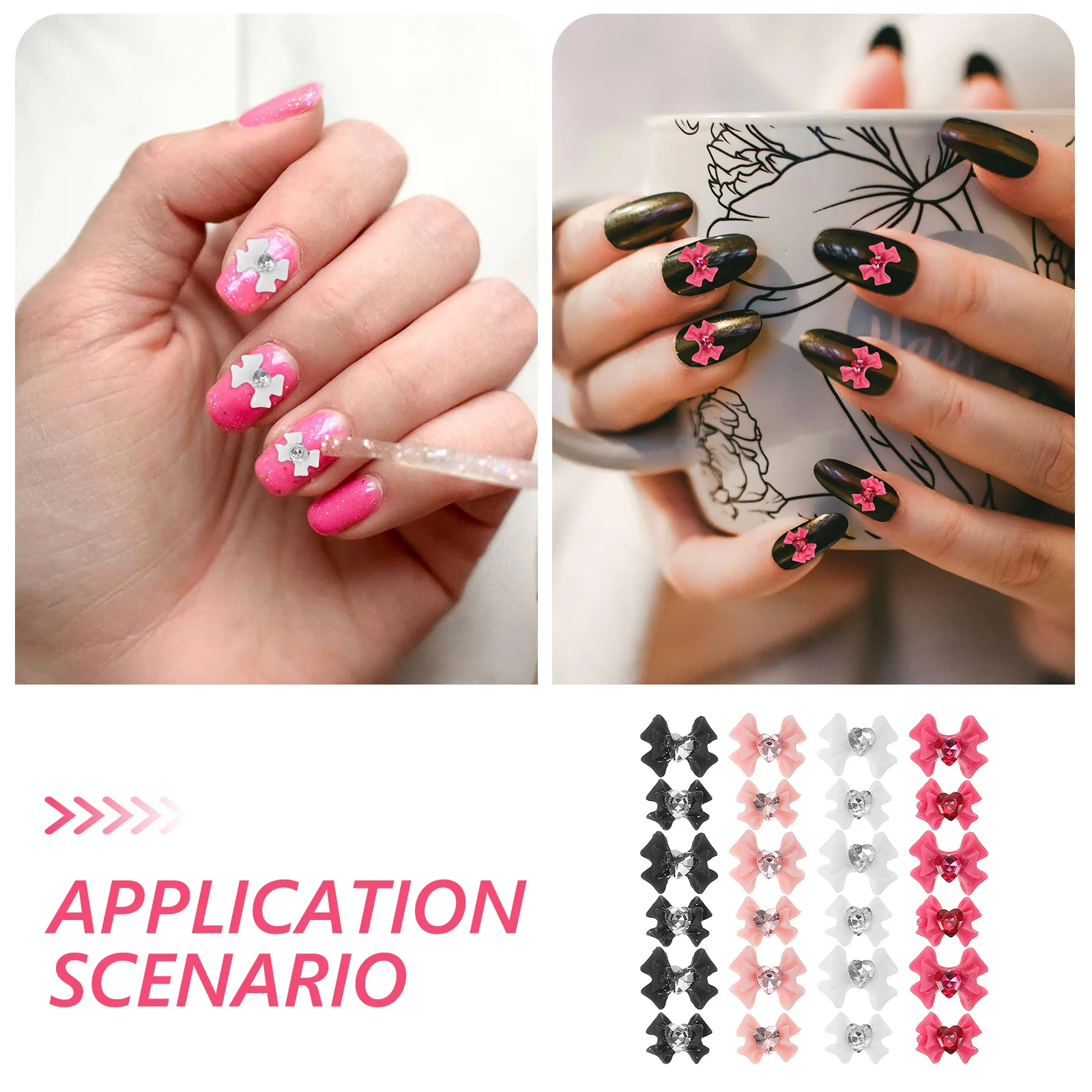 

40Pcs Bow Nail Charms Glossy Rhinestones Nail Art Accessory DIY Manicure Decoration Ornaments Rhinestones for Nails