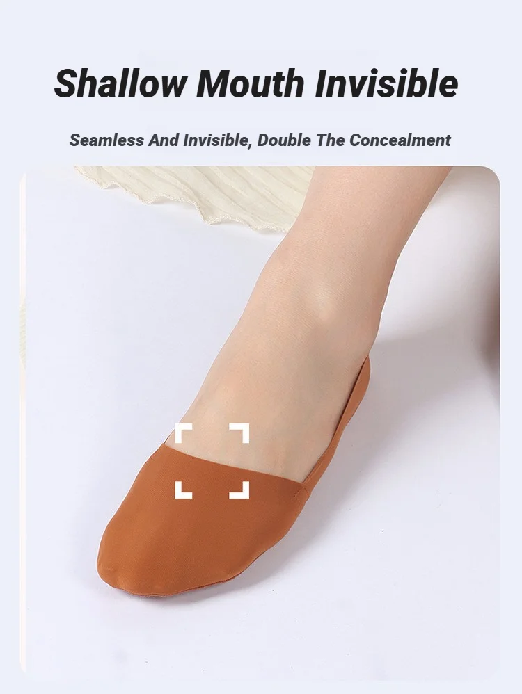 5 Paar ultradünne Damensocken, atmungsaktiv, unsichtbar, rutschfest mit Silikon, einfarbig, bequeme, hochwertige, unsichtbare Bootsocken – Detail 6