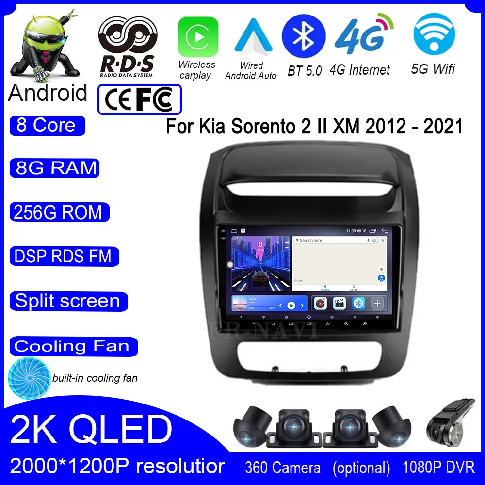 

Android 14 For Kia Sorento 2 II XM 2012 - 2021 Car Radio Multimedia Video Player Navigation GPS DSP QLED IPS System