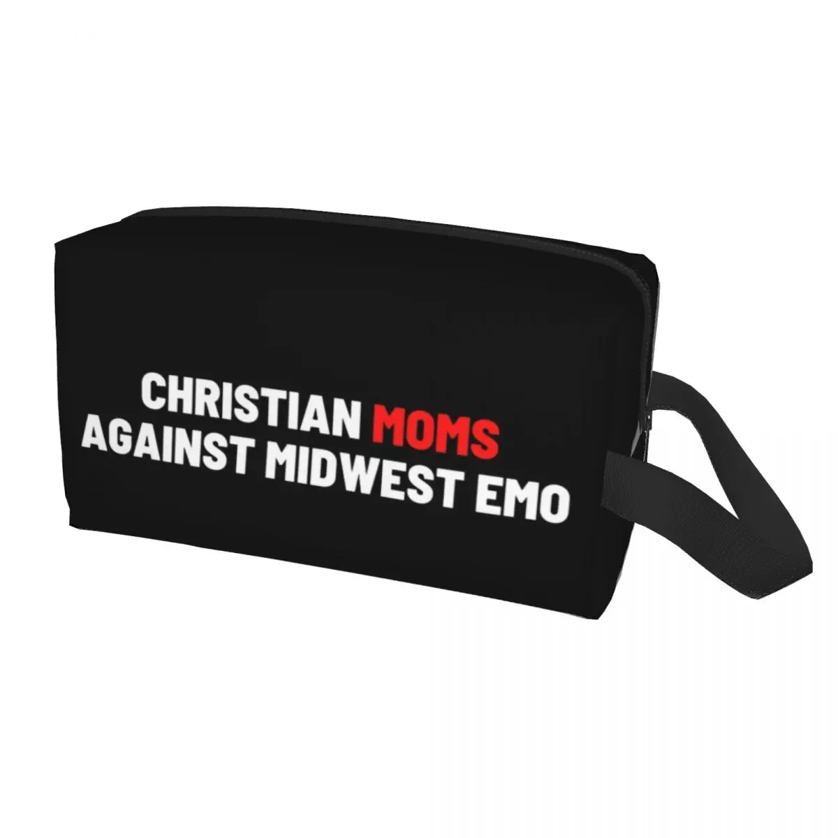 Custom Christian Moms Against Midwest Emo Travel Cosmetic Bag for Women Makeup Toiletry Organizer Ladies Beauty Storage Dopp Kit