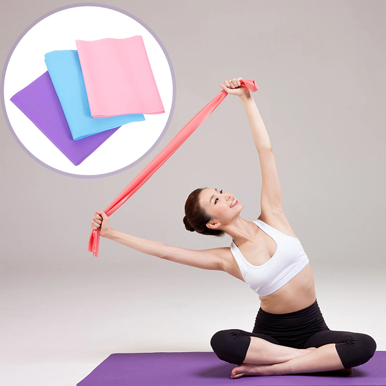 

3pcs Resistance Band Set 1500x150x0 Pink 1800x150x0 35 Purple 2000x150x0 35 Blue Yoga Home Gym Workout Bands Stretch