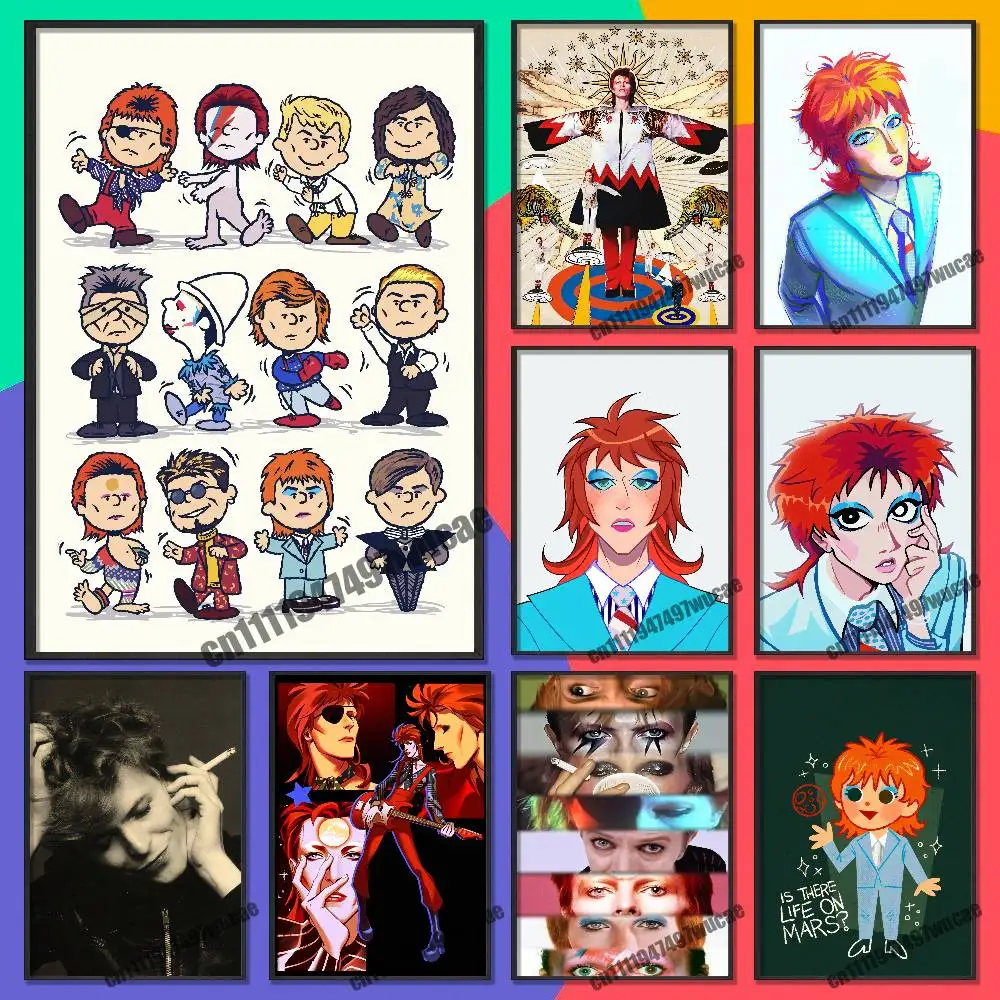For D-David Fanart B-Bowie Poster Cover Wall Sticker Bedroom Custom Self-adhesive Decoration Fans Playbill