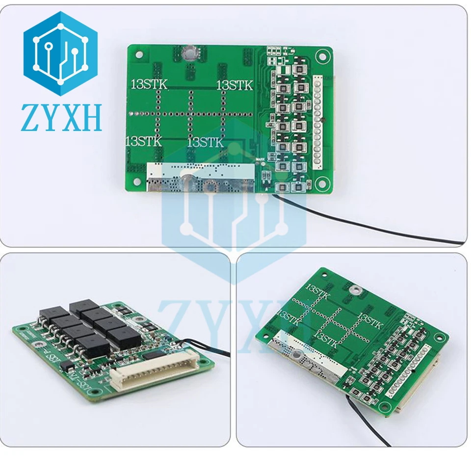 BMS 13S 48V 20A 30A 18650 akumulator litowo-jonowy płyta ładowania zrównoważony korektor wersja z temperatura NTC ochrona dla Escooter